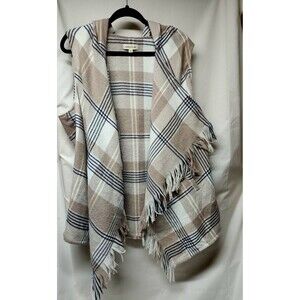 Rewind Hooded Ponch Plaid Brown Size X Large
